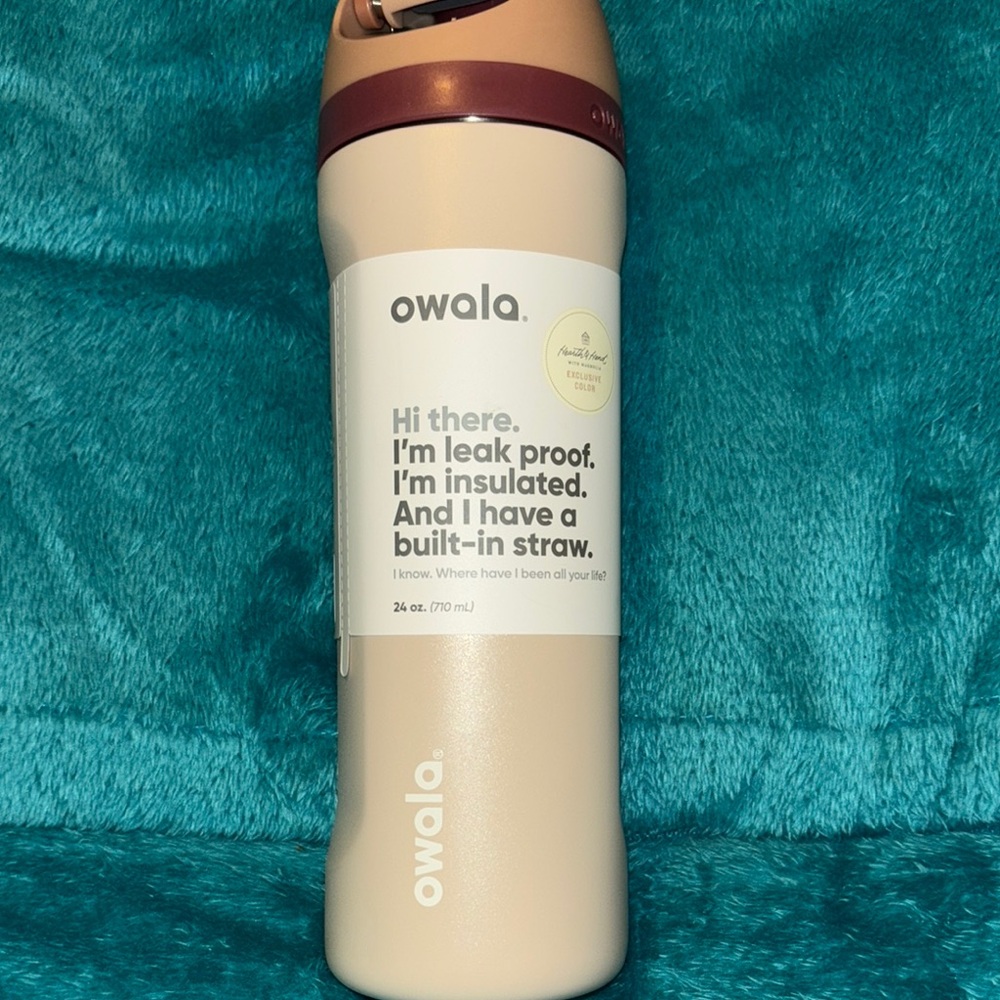 Owala Cream and Brown Insulated Water Bottle with Straw - Picture 2 of 2